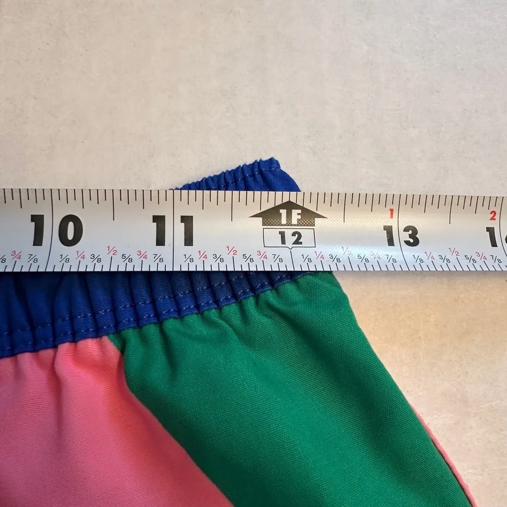 Mini Boden Boys Size 10-11 146 cm Blue Green‎ Pink Colorblock Swim Trunks